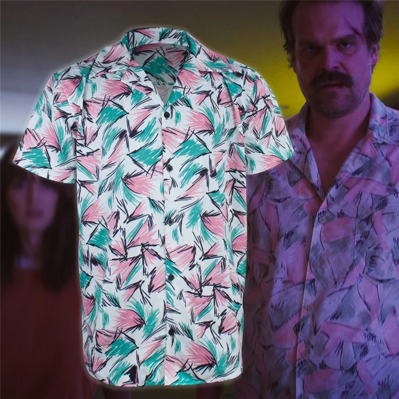 

Stranger Things 3 Cosplay Jim Hopper Costume Sheriff Hopper T-Shirt Short Sleeve Tee Tops Adult Boys Men Carnival Party Costume