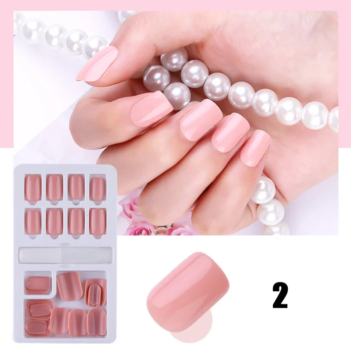 Hot sale 24pcs Reusable Stick-On Nails Tips Removable Wearable Fake Nail Manicure Accessories Kits fre