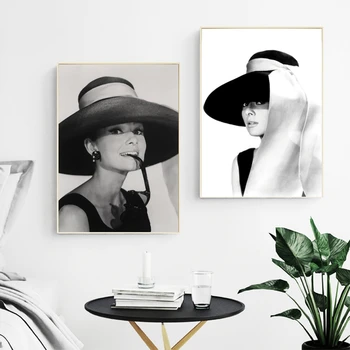 

Audrey Hepburn Print Black and White Photography 1960s Poster Vintage Wall Art Canvas Painting Vogue Picture Home Wall Art Decor