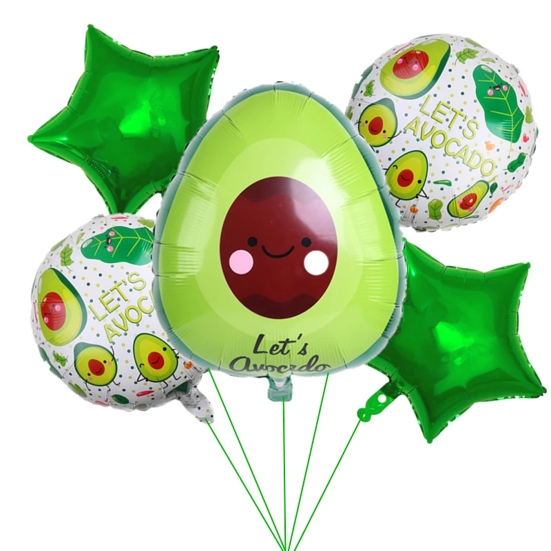 Green Avocado Shaped Aluminum Foil Balloon Fruit Party Food Festival Children's Birthday Party Decoration Round Balloons 2 5pcs 18 inch round ball pegasus flamingo unicorn aluminum balloons children s birthday party decoration balloons