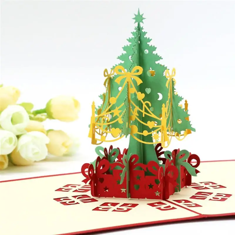  Fashion Merry Christmas Card Colorful Printed 3D Christmas Tree Pattern Greeting Card Invitation Ca - 4.00031E+12