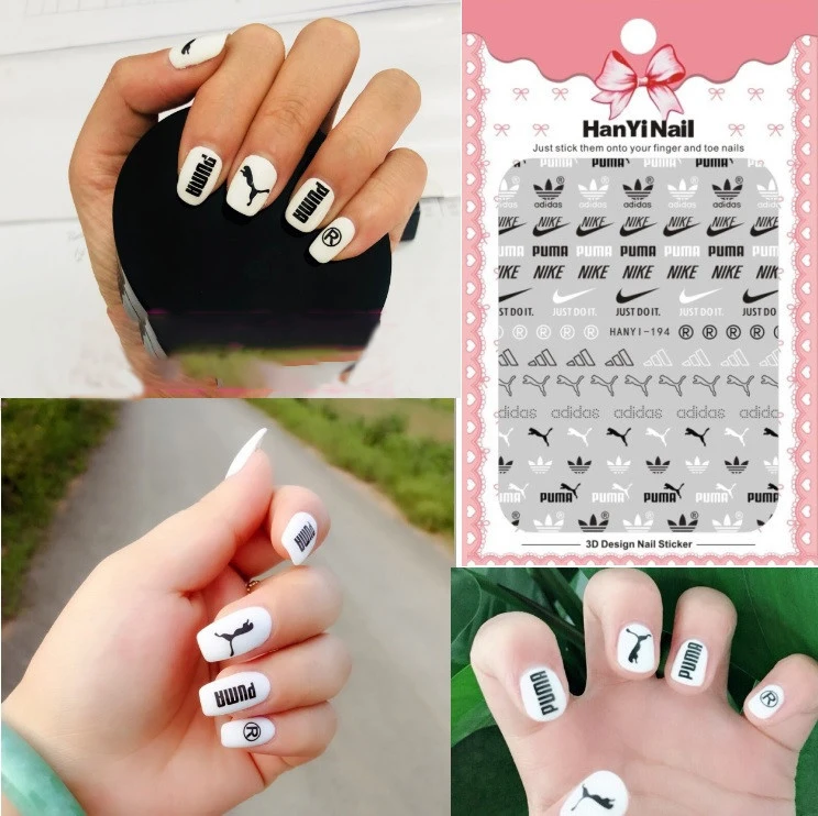 

3 sheet 3D Nail Stickers Designs Ultrathin trademark Gummed 3D Nail Art Stickers Decals Makep Art Decorations