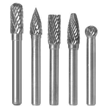 

5Pcs Tungsten Carbide 8mm Rotary Point Burrs Electric Grinder 6mm Shank Bits Set for Finishing Metal Molds Processing
