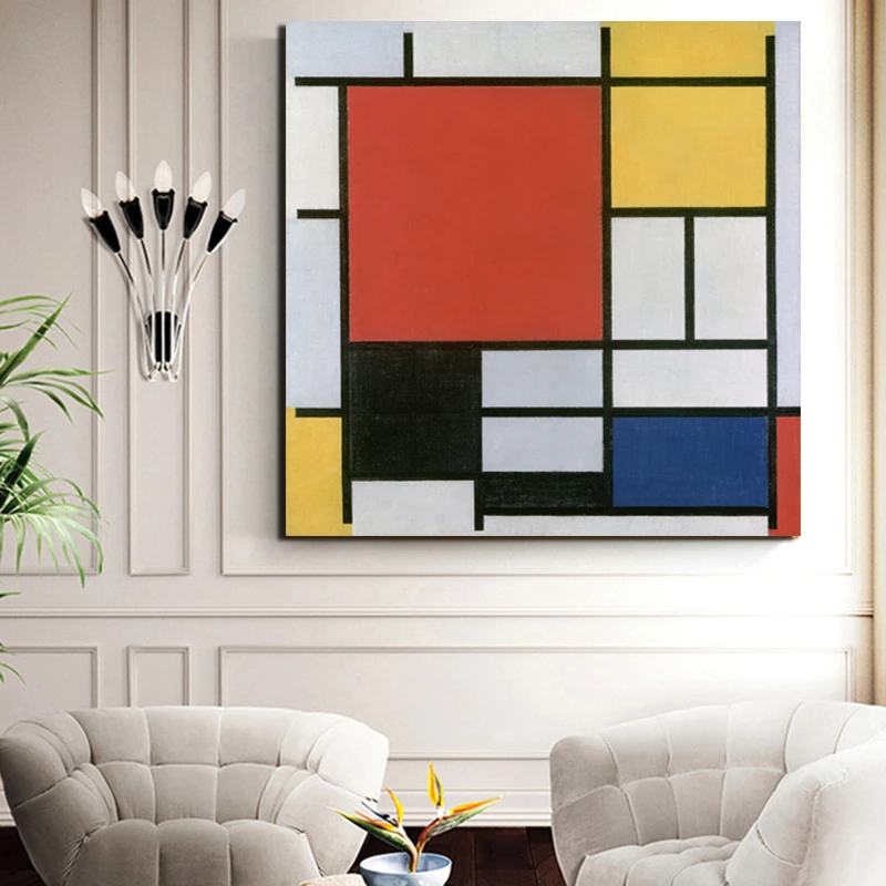 Piet Cornelies Mondrian Wallpaper Canvas Painting Prints Living Room Home Decoration Modern Wall Art Oil Painting Poster Picture Painting Calligraphy Aliexpress