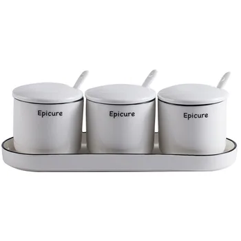 

Spice Jar Creative Seasoning Bottle Set Three-piece Wholesale Salt and Pepper Cans Kitchen Supplies Home Seasoning Spice Jars