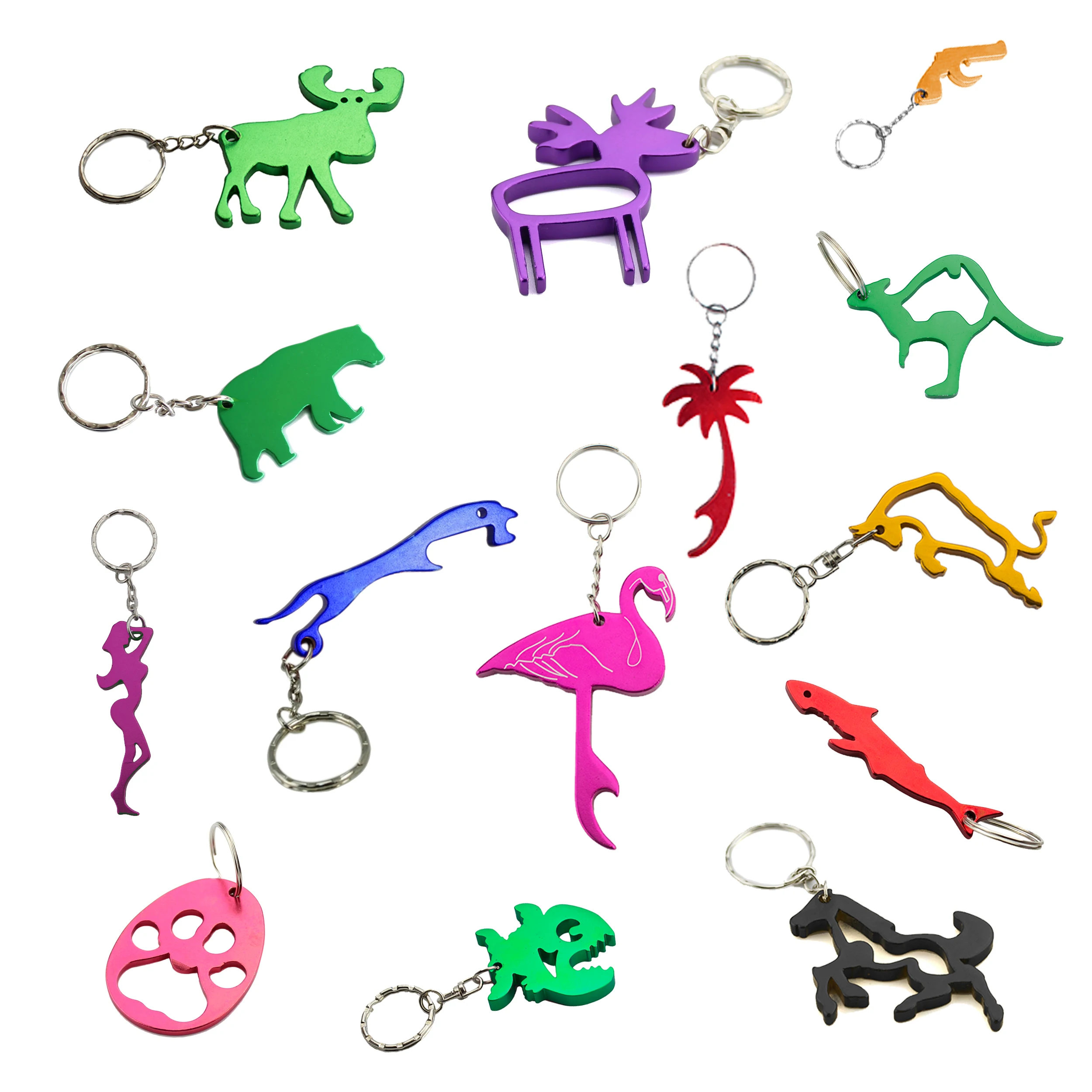 

TEMLUM 6 Pcs Bottle Opener Keychains Aluminum Beer Openers can Customized Logo Wedding Favors