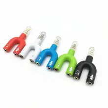 10PCS U Type Adapter Dual 3 5 MM Headphone Plug Audio Cables Splitter Microphone 2 in 1 Swivel Connector