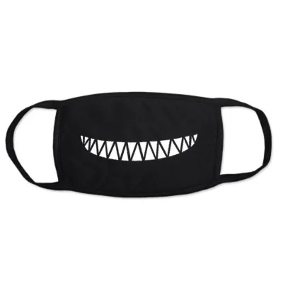 Black thin teeth Рот маска для лица унисекс хлопок Пылезащитная маска для рта и лица аниме мультфильм Счастливый медведь Женщины Мужчины муфельные лицо рот Вечерние Маски - Цвет: Black thin teeth