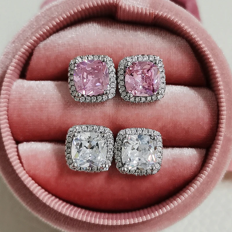 2021 New Arrivals Fashion Luxury 925 Sterling Silver Zircon Stud Pink Earing Earrings for Women Girl Party Gift Jewelry Z7 - Image 5