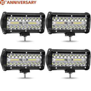 

HST 7"120W 3 row led work lights off road cheap 12v 6000k 12000lm ledbar light 4X4 accessories boat suv ATV car light