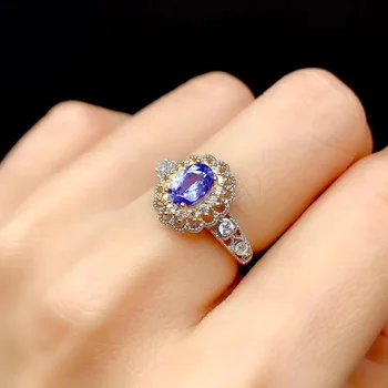 

The Best Gift for Your loved wife Natural Real Tanzanite luxury ring ring gemstone 925 sterling silver Fine jewelry