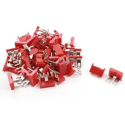 

50 x 400V 10A 2 Position Fork Terminal Jumper Block Connector Strip Red