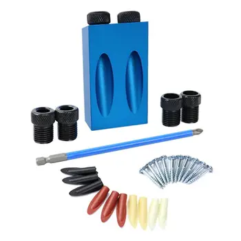 

Woodworking Pocket Hole Jig Kit Angle Drill Guide Set Hole Puncher Locator Tools