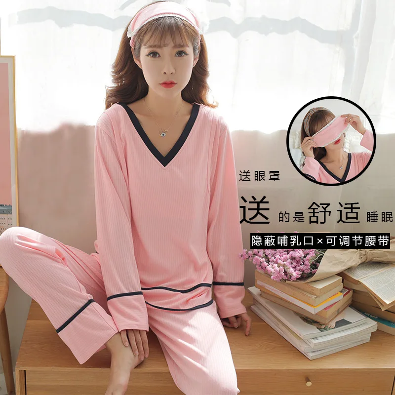 

Pregnant Women 6535 Cotton Confinement Clothing WOMEN'S Dress Japanese Korean Hoodie Pajamas Spring And Autumn Postpartum Lactat