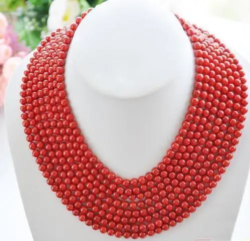 

100 INCH AAA REAL SOUTH SEA GENUINE RED CORAL NECKLACE 14K GOLD CLASP