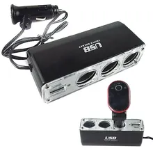 3 способа мульти разъем авто разветвитель автомобильного прикуривателя USB штекер Адаптер зарядное устройство DC 12 В/24 В выход тройной адаптер с USB портом
