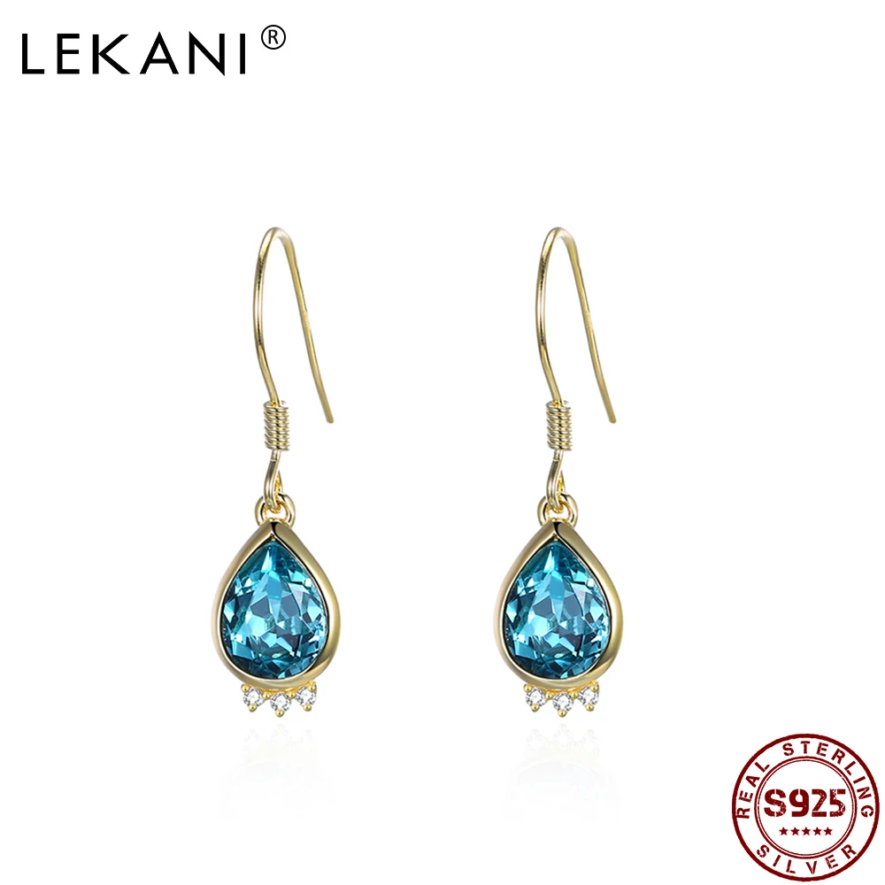 LEKANI винтажный зловещий серьги с кристаллами Swarovski слеза кубическим цирконием 925