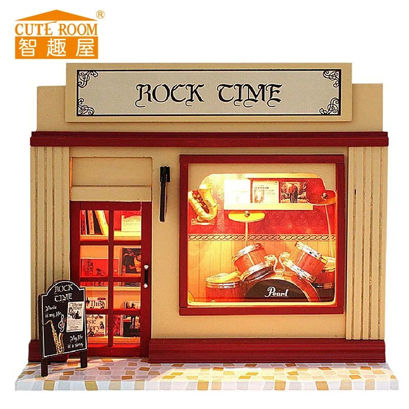 Cuteroom DIY houten poppenhuis kit, poppenhuis miniatuur met meubels en stofhoes handgemaakte ambachten miniatuur poppen huis kit voor tieners volwassen cadeau (Elegant Studio