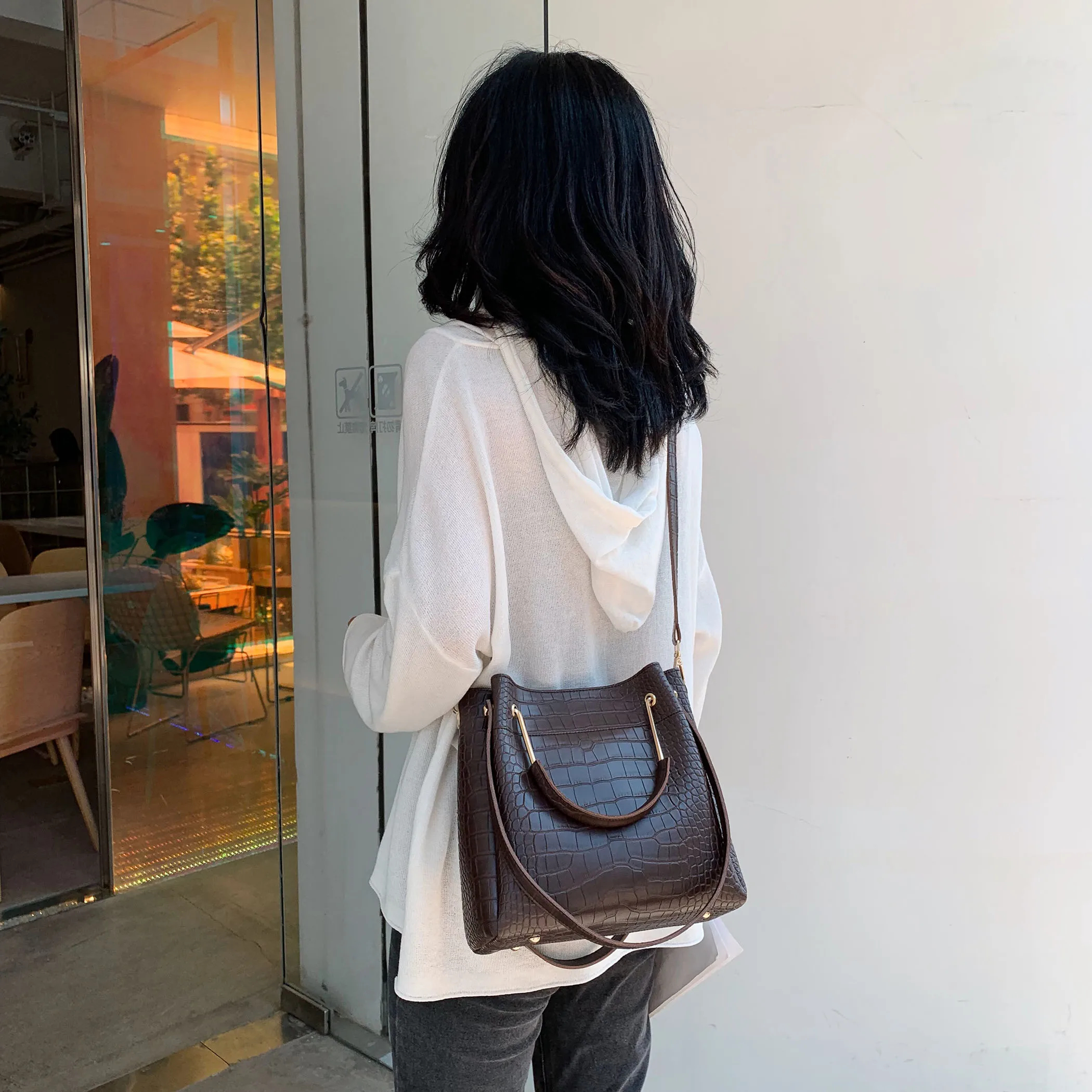  Stone Pattern PU Leather Bucket Bags For Women 2019 Small Shoulder Messenger Bag Lady Fashion Handb - 4000106074409