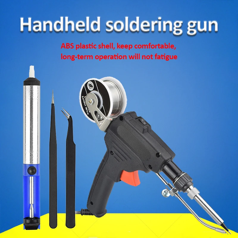 

60W Tin Soldering Iron Kit Automatic Send Tin Gun Electric Soldering Irons Solder Sucker Tweezers Wire Welding Tool EU/US Plug