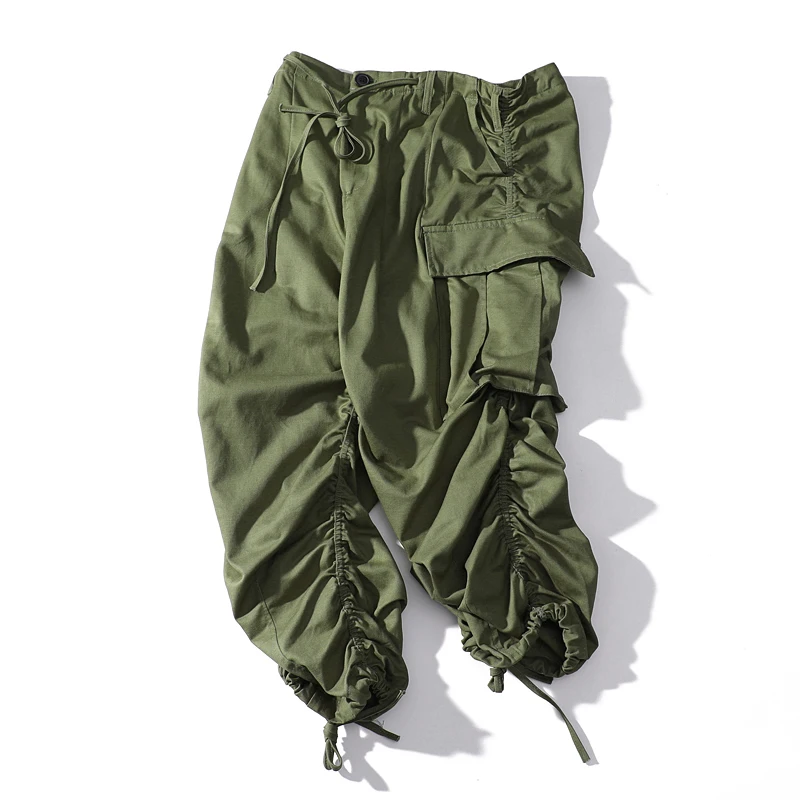 Wide Leg Pants Men Army Green Loose Hip Hop Baggy Pants
