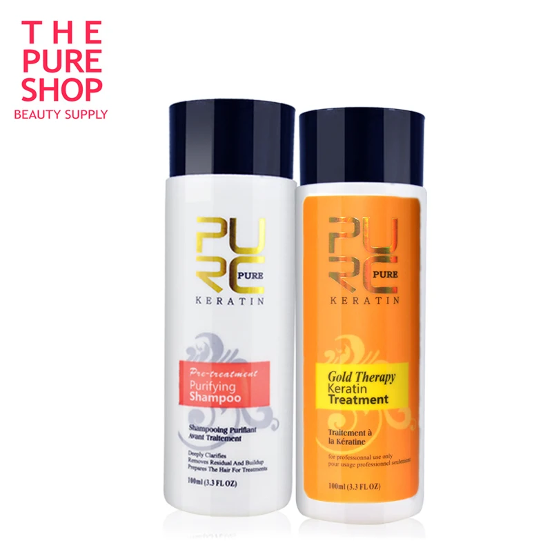 Online Neue PURC Gold therapie keratin haar richt erweiterte formel beste haarpflege Grün apple duft 100ml set verwenden können zu hause