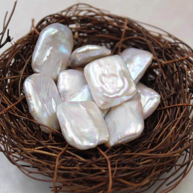 

Wholesale 16-21mm Big Size Real Natural Freshwater Loose Pearls Rectangle Shape No Hole, 10pcs/lot