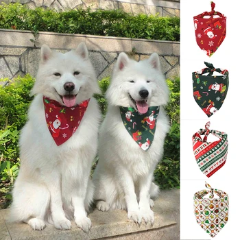

Christmas Pet Saliva Towel Dog Collar Adjustable Triangle Bib Scarf Collar Durable JS22
