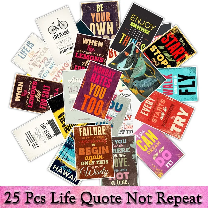 25PCS Inspirational Motto Poster Stickers Car Motorcycle Electric Car Trunk Waterproof Stickers 2