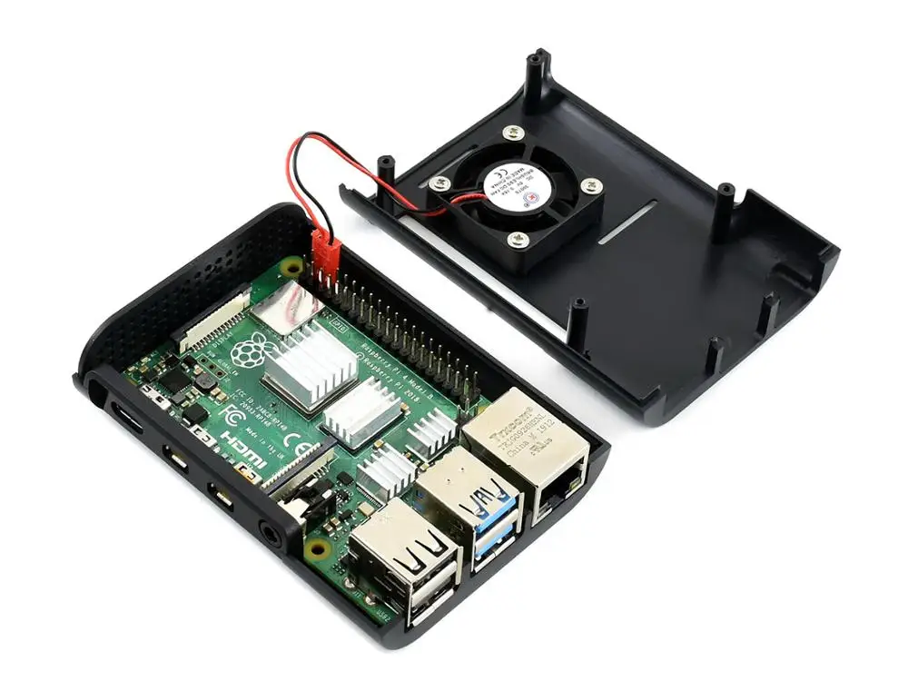 Waveshare черный чехол ABS для Raspberry Pi 4, с охлаждающим вентилятором