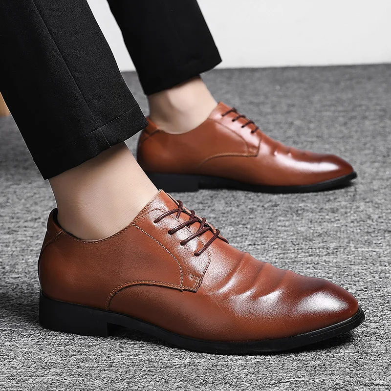 

2019 Spring New Style Large Size Women's Pointed-Toe Formal Wear Leather Shoes Men Casual Shoes Full-grain Leather MEN'S SHOES