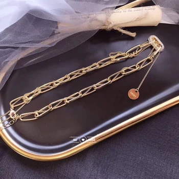 

Fashion Charm ZA Maxi Chunky Collar Choker Necklaces For Women Gold Girls Rhinestone Chain Jewelry Short Accessories Brincos