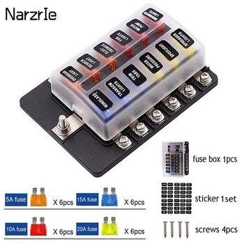 

Car Boat Fuse Box Holder Blade Fuse Box Holder 12/6 Ways Modified Fuse Box Terminal Block with LED Warning Light 12V 24V Car