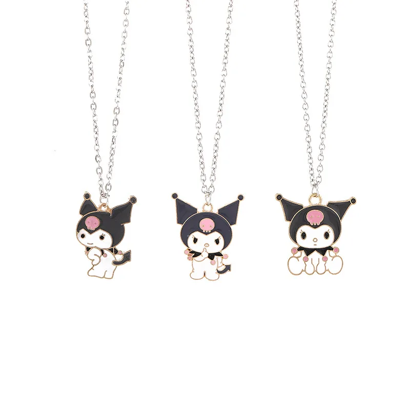 10PCS Sanrio Kuromi BAD BADTZ-MARU Hello Kitty DIY Jewelry Accessories  Alloy Drip Oil Necklace Accessories Bracelet Pendant 