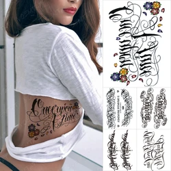 Swash Text Tatto English Sanskrit Arabic Letters Waterproof Temporary Tattoo Sticker Women Men Body Art Black Words Fake Tattoos