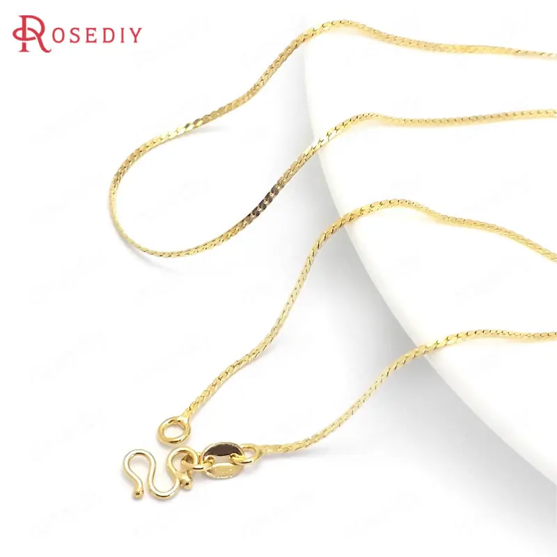 

(37913)2PCS 45CM 24K Gold Color Copper with M Shape Clasps Finished Necklace Chains Jewelry Making Supplies Diy Accessories