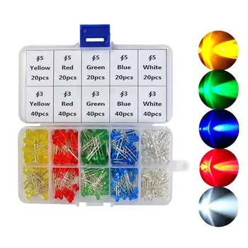 

300Pcs 3/5mm Round Head Tube Assorted Color Light Emitting Diodes DIY Accessory