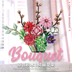 Blocs de construction pour Bouquet de roses romantiques, plantes de décoration pour la maison, modèle de fleur de tulipe, à assembler soi même, jouets pour filles 