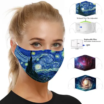 

Fashion Reusable Protective PM2.5 Filter Printing mouth Mask anti dust Face mask Windproof Mouth-muffle bacteria proof Flu Mask