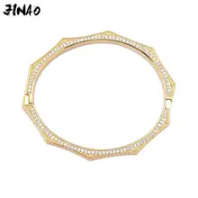JINAO дизайн золотой серебряный зубец Установка 3A+ CZ камни 3 раза лед из циркона блестящие хип хоп полигонный браслет для мужчин и женщин