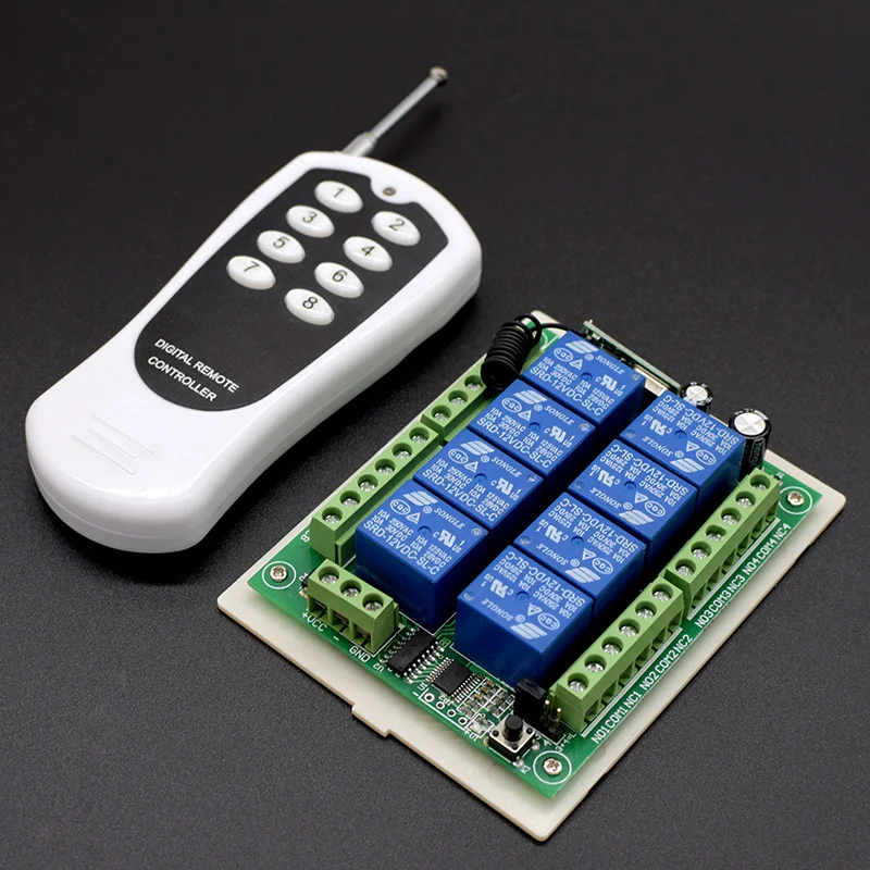 

433MHz Wireless Universal Remote Control DC 12V 8CH rf Relay Receiver and 500 meters remote control for Wireless Remote Control