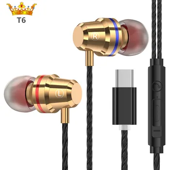 

Brand Type-c Headphones Super Bass Stereo In-ear Earphone with adjust volume Microphone for Xiaomi 6 note3 mix21s