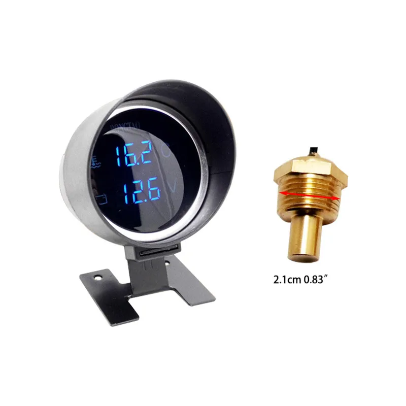 DC 12V/24V Car LCD Digital Voltmeter Water Temp Gauge Meter with Sensor Integrated Combination of Voltage and Water Temperature - Цвет: 21mm