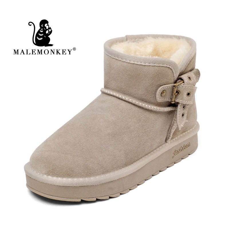 Г., теплые зимние ботинки на меху женские ботинки высокого качества из коровьей кожи с кроличьим мехом bota feminina zapatos de mujer - Цвет: Sand color
