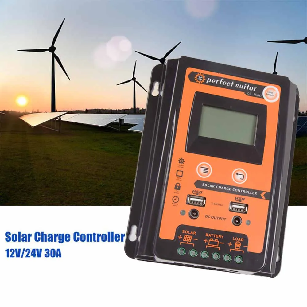 

12/24V 30A MPPT Solar Charge Controller Panel Battery Regulator LCD Display