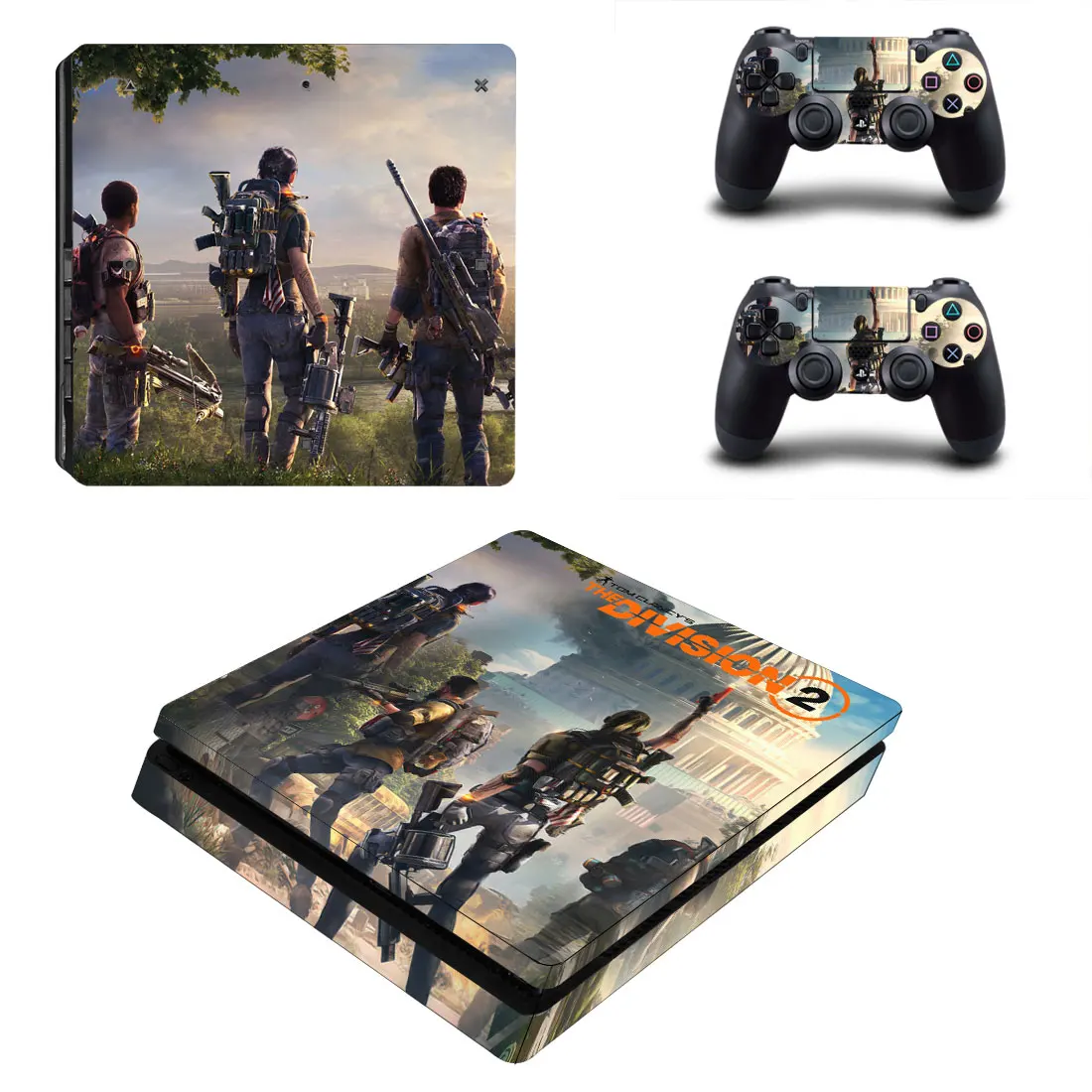 

Tom Clancy's The Division 2 Style Skin Sticker for PS4 Slim Console & Controllers Decal Vinyl Skins Cover YSP4S-3461