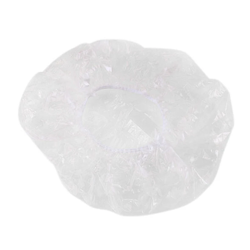 100 transparent plastic shower caps waterproof and dustproof for spa salon Durable practical and convenient household items