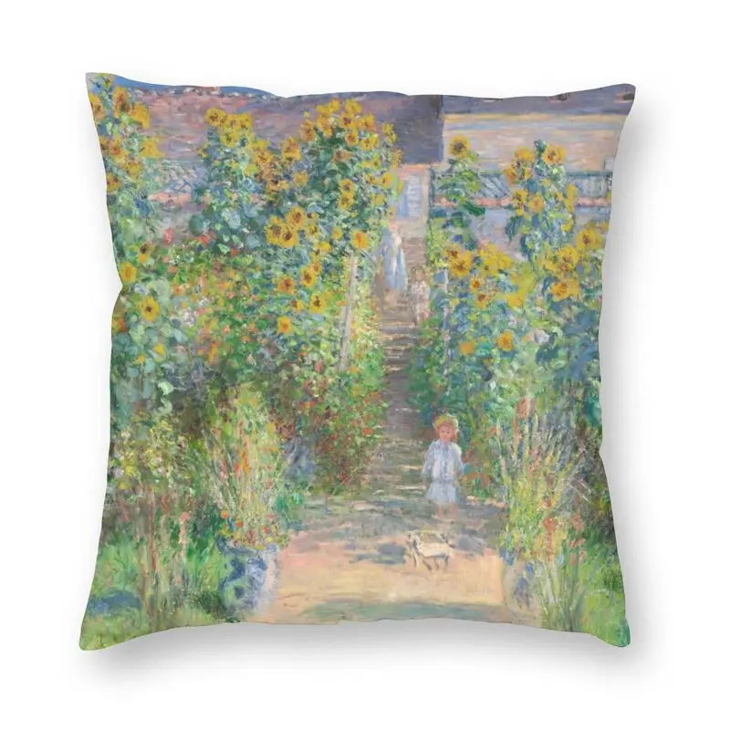 

The Artist's Garden At Giverny Cushion Cover Claude Monet Painting Throw Pillow Case for Sofa Cool Pillowcase Home Decoration