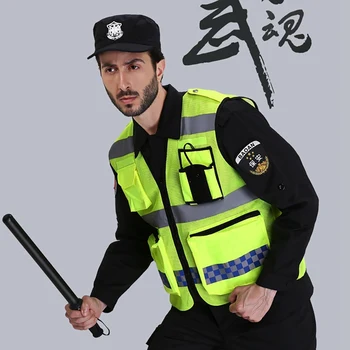 

Warning Safety Reflective Jacket Men's Vest And Multi-pocket Construction Safety Protective Coat Fluorescent Clothes Vest