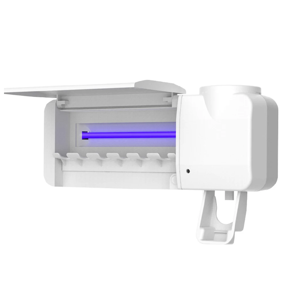 

3 In 1 UV Disinfection Waterproof Hanging Bathroom 360 Degrees USB Charging Toothbrush Sterilizer Magnetic Toothpaste Dispenser